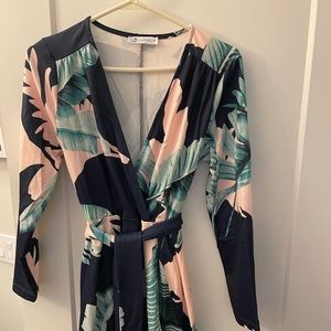 Blue floral long sleeve dress. Size Medium. Very flattering!